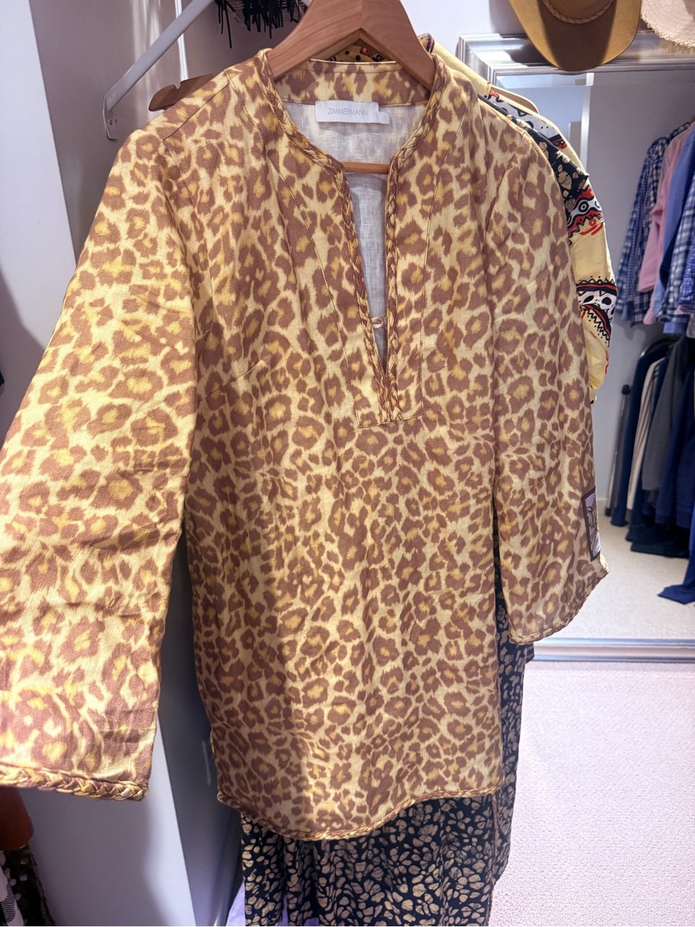 Zimmermann Yellow Leopard-Print Mini Dress